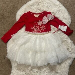 Toddler Girl Christmas Dress and hair accessories